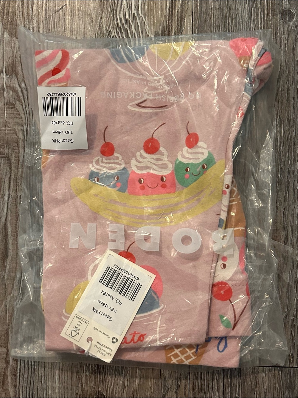 Mini Boden Pink Sweet Treat Print Cropped Leggings